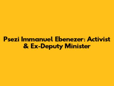 Psezi Immanuel Ebenezer: Activist & Ex-Deputy Minister