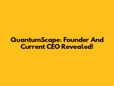 QuantumScape: Founder And Current CEO Revealed!