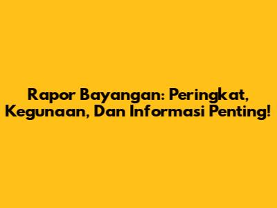 Rapor Bayangan: Peringkat, Kegunaan, Dan Informasi Penting!