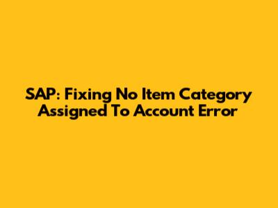 SAP: Fixing 'No Item Category Assigned To Account' Error