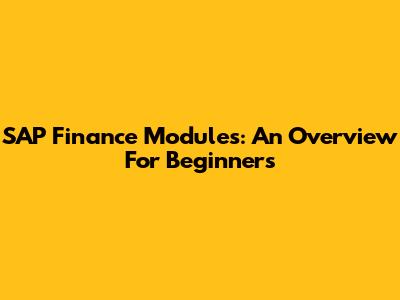 SAP Finance Modules: An Overview For Beginners