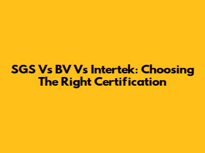 SGS Vs BV Vs Intertek: Choosing The Right Certification