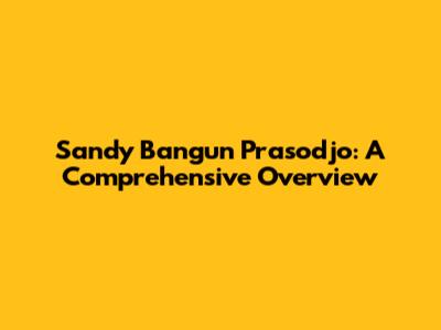 Sandy Bangun Prasodjo: A Comprehensive Overview