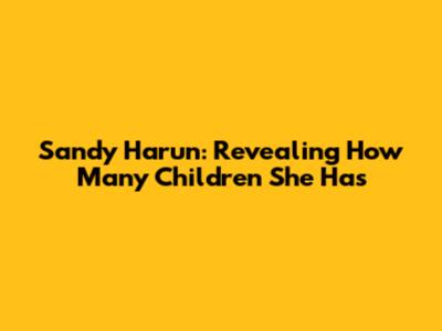 Sandy Harun: Revealing How Many Children She Has