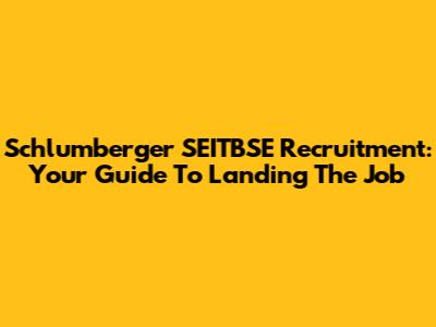 Schlumberger SEITBSE Recruitment: Your Guide To Landing The Job