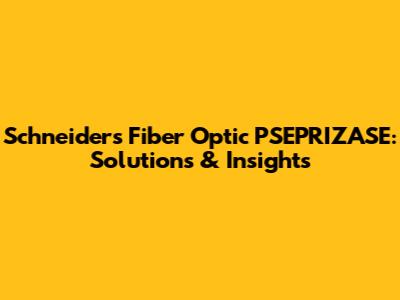 Schneider's Fiber Optic PSEPRIZASE: Solutions & Insights