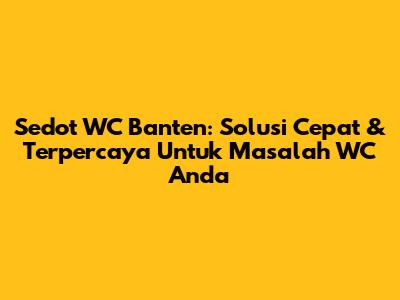 Sedot WC Banten: Solusi Cepat & Terpercaya Untuk Masalah WC Anda