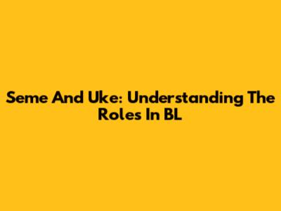 Seme And Uke: Understanding The Roles In BL
