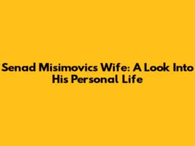 Senad Misimovic's Wife: A Look Into His Personal Life