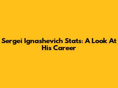 Sergei Ignashevich Stats: A Look At His Career