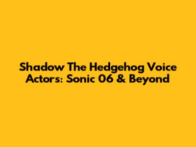 Shadow The Hedgehog Voice Actors: Sonic 06 & Beyond