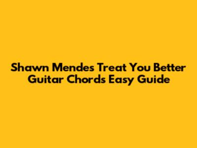 Shawn Mendes Treat You Better Guitar Chords Easy Guide
