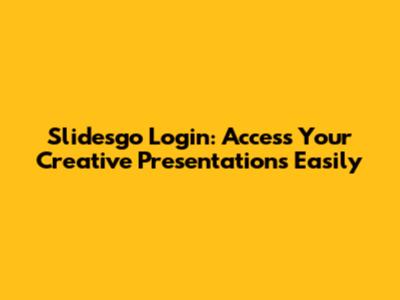 Slidesgo Login: Access Your Creative Presentations Easily