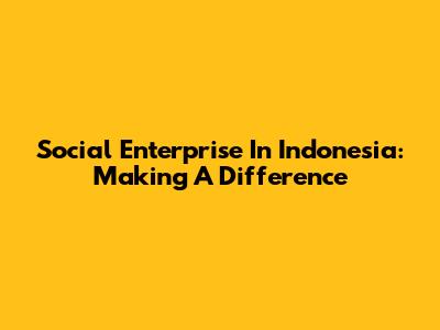 Social Enterprise In Indonesia: Making A Difference