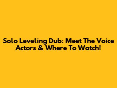 Solo Leveling Dub: Meet The Voice Actors & Where To Watch!
