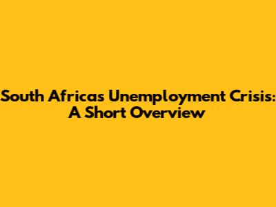 South Africa's Unemployment Crisis: A Short Overview