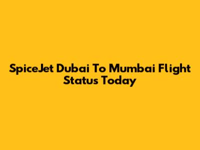 SpiceJet Dubai To Mumbai Flight Status Today