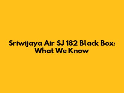 Sriwijaya Air SJ 182 Black Box: What We Know