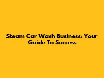 Steam Car Wash Business: Your Guide To Success