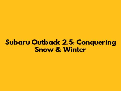 Subaru Outback 2.5: Conquering Snow & Winter