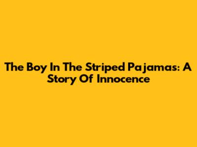 The Boy In The Striped Pajamas: A Story Of Innocence