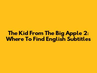 The Kid From The Big Apple 2: Where To Find English Subtitles