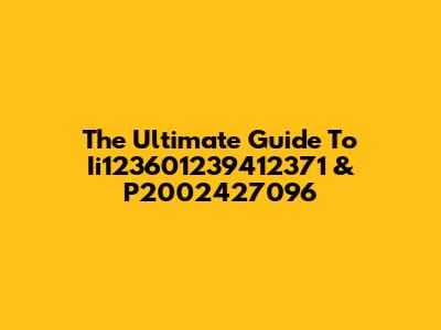 The Ultimate Guide To Ii123601239412371 & P2002427096