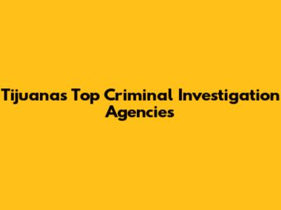 Tijuana's Top Criminal Investigation Agencies