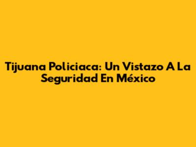 Tijuana Policiaca: Un Vistazo A La Seguridad En México