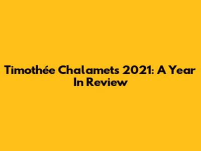 Timothée Chalamet's 2021: A Year In Review