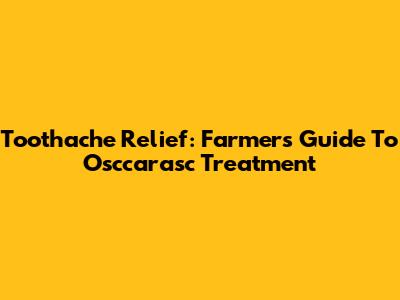 Toothache Relief: Farmer's Guide To Osccarasc Treatment