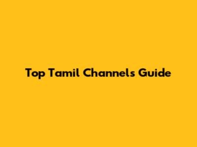 Top Tamil Channels Guide