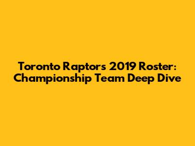 Toronto Raptors 2019 Roster: Championship Team Deep Dive