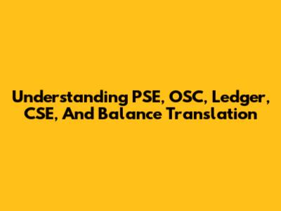 Understanding PSE, OSC, Ledger, CSE, And Balance Translation