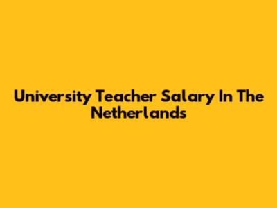 University Teacher Salary In The Netherlands