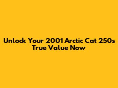 Unlock Your 2001 Arctic Cat 250's True Value Now