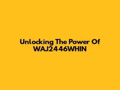 Unlocking The Power Of WAJ2446WHIN