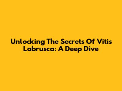 Unlocking The Secrets Of Vitis Labrusca: A Deep Dive