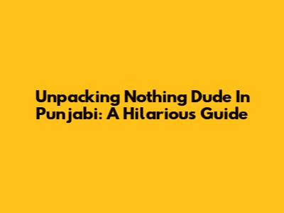 Unpacking 'Nothing Dude' In Punjabi: A Hilarious Guide