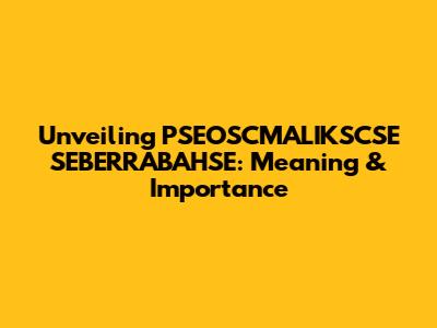 Unveiling PSEOSCMALIKSCSE SEBERRABAHSE: Meaning & Importance