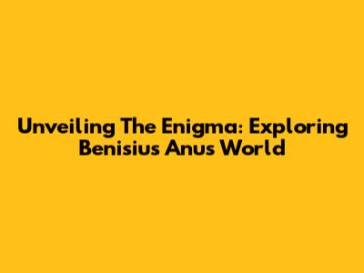 Unveiling The Enigma: Exploring Benisius Anu's World