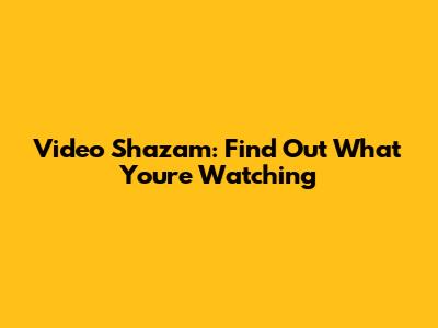 Video Shazam: Find Out What You're Watching