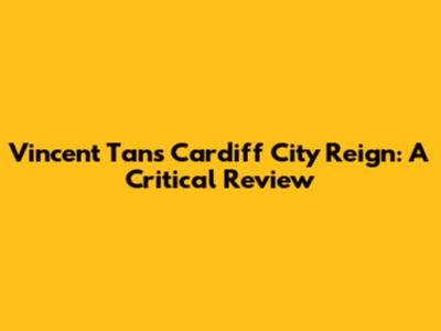 Vincent Tan's Cardiff City Reign: A Critical Review