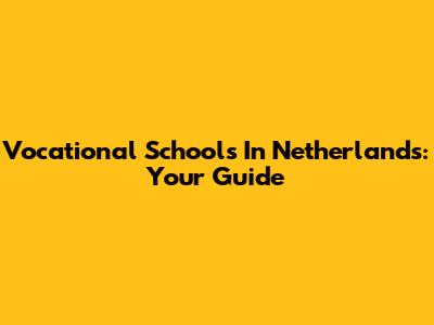 Vocational Schools In Netherlands: Your Guide