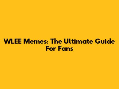 WLEE Memes: The Ultimate Guide For Fans