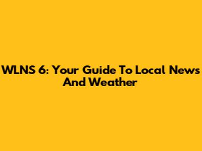 WLNS 6: Your Guide To Local News And Weather