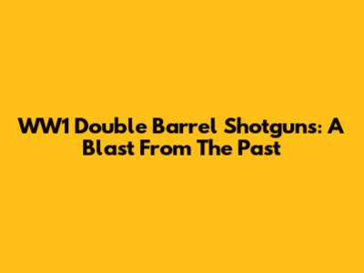 WW1 Double Barrel Shotguns: A Blast From The Past