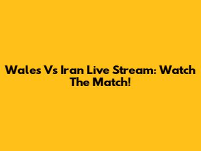 Wales Vs Iran Live Stream: Watch The Match!