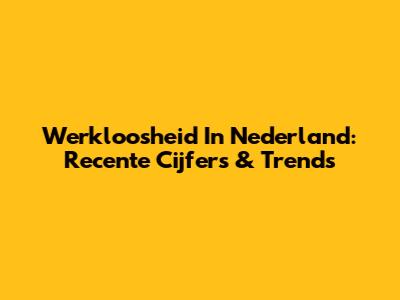 Werkloosheid In Nederland: Recente Cijfers & Trends