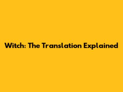 Witch: The Translation Explained